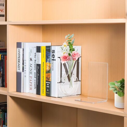 Umikk Acrylic Bookends, Book end Vase for Flowers, Cute Bookshelf Decor, Acrylic Vase Book Ends for Book Lovers, Artistic and Cultural Flavor, Acrylic Vases Book end for Home, Office Decor in Saudi Arabia