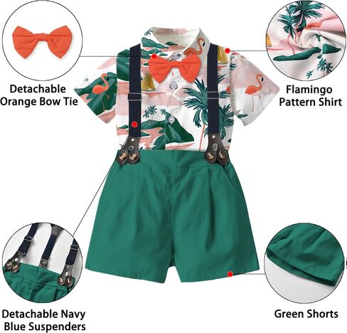 SANGTREE Toddler Baby Boy Dress Clothes Long Sleeve Bowtie Shirts Suspenders Pants Gentleman Outfit Suits Kid, Lavender, Tag 110 = 2-3Y in Saudi Arabia