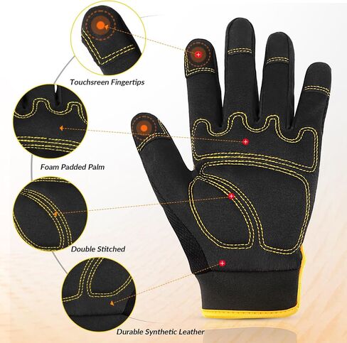 JUMPHIGH Safety Work Gloves, Utility Mechanic Working Gloves High Dexterity Touch Screen for Multipurpose, Excellent Grip in Saudi Arabia