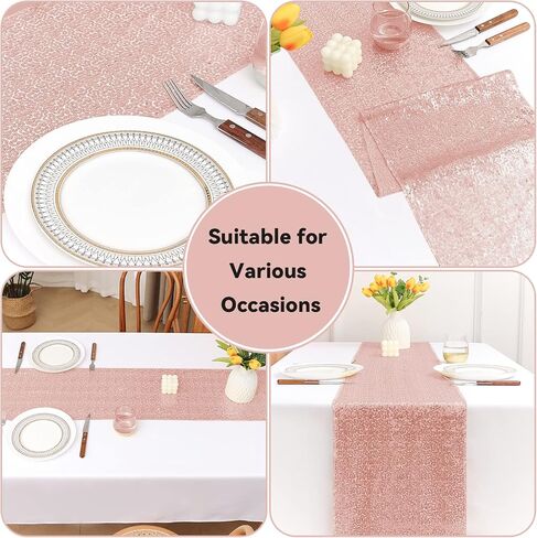 10 Packs 12 x 72 inches Sequin Table Runner, Glitter Rose Gold Table Runner for Birthday Party Supplies Wedding Holiday Celebration Event Decorations in Saudi Arabia