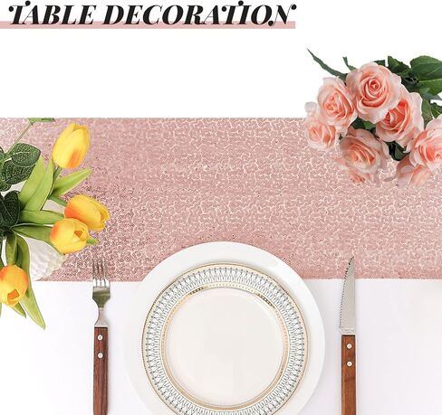 10 Packs 12 x 72 inches Sequin Table Runner, Glitter Rose Gold Table Runner for Birthday Party Supplies Wedding Holiday Celebration Event Decorations in Saudi Arabia