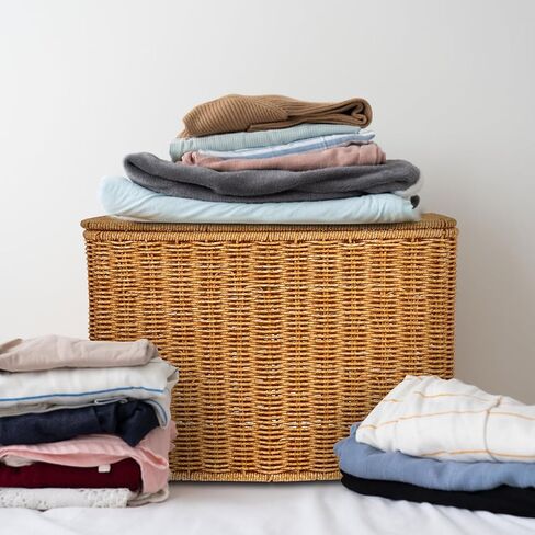 Hemoton Woven Magazine Storage Basket Wicker Magazine Rack With Handle and Lid Magazine File Holder Towel Storage Basket Display Stand for Vinyl Record Album Books Blanket in Saudi Arabia