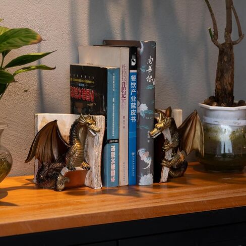 نهايات الكتاب مساند زخرفية رائعة على شكل تنين، جامعي كتب عتيقة شديدة التحمل على شكل تنين لمحبي الخيال، ديكور أسود للمكتب/الأرفف/غرفة المعيشة in Kuwait