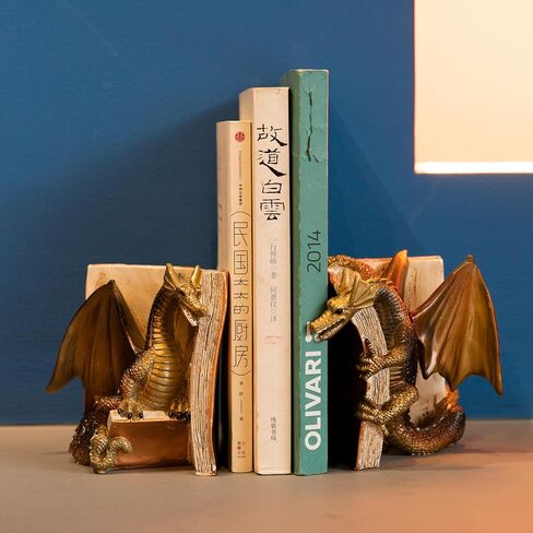 نهايات الكتاب مساند زخرفية رائعة على شكل تنين، جامعي كتب عتيقة شديدة التحمل على شكل تنين لمحبي الخيال، ديكور أسود للمكتب/الأرفف/غرفة المعيشة in Kuwait