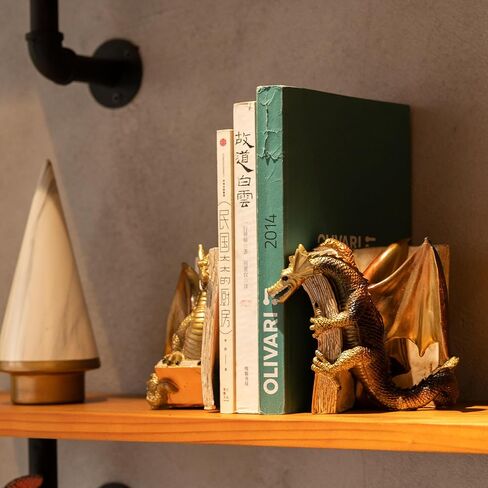 نهايات الكتاب مساند زخرفية رائعة على شكل تنين، جامعي كتب عتيقة شديدة التحمل على شكل تنين لمحبي الخيال، ديكور أسود للمكتب/الأرفف/غرفة المعيشة in Kuwait