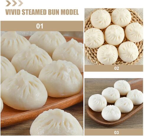 5 قطع من الزلابية الاصطناعية المزيفة على البخار المحشوة على البخار محاكاة نموذج الطعام الصيني النابض بالحياة للمنزل والمطبخ وعرض الديكور in Kuwait