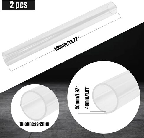 2pcs Plastic Pipe Clear Acrylic Pipe 46mm(1.81") ID 50mm(1.97") OD 350mm(13.78") Length Acrylic Tube Clear Plastic Tube for Water Cooling System in Saudi Arabia