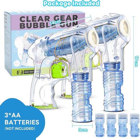 مسدس فقاعات، مسدس فقاعات مكون من قطعتين للأطفال مع 4 حلول لإعادة التعبئة و3 مصابيح LED ملونة، صانع فقاعات لهدايا الحفلات، هدية عيد ميلاد، ألعاب داخلية وخارجية للأطفال الصغار، أحمر in Kuwait