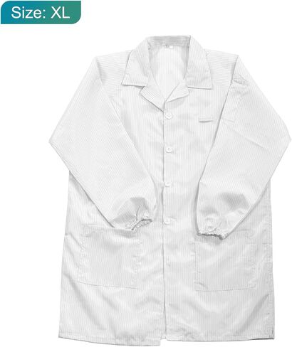 MECCANIXITY ESD Lab Coat Anti Static Clothing Science Jacket with Cuff Lapel Collar Wear Uniform Work for Men Women (White, XL) in Saudi Arabia