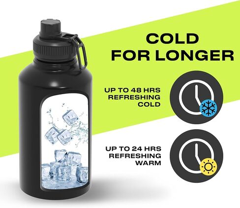 Half Gallon Tactical Water Bottle - 64 oz Water Bottle With Straw - Tactical Water Bottle Gym Water Bottles For Men -Large Water Bottle With Straw 64Oz Water Bottle Insulated Water Bottle With Sleeve in Saudi Arabia