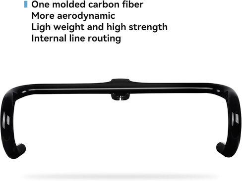 مقود الدراجة المتكامل من الكربون، مقود دراجة كابون وقضبان هوائية خفيفة للغاية ومقاود قطعة واحدة لدراجة السباق باللون الأسود اللامع in Kuwait