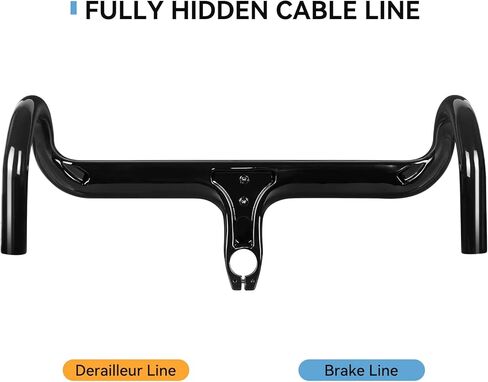 مقود الدراجة المتكامل من الكربون، مقود دراجة كابون وقضبان هوائية خفيفة للغاية ومقاود قطعة واحدة لدراجة السباق باللون الأسود اللامع in Kuwait