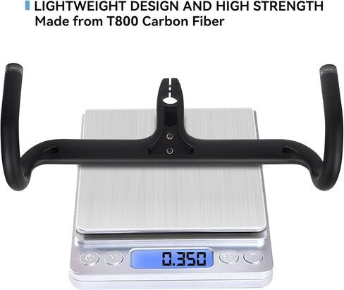 مقود الدراجة المتكامل من الكربون، مقود دراجة كابون وقضبان هوائية خفيفة للغاية ومقاود قطعة واحدة لدراجة السباق باللون الأسود اللامع in Kuwait