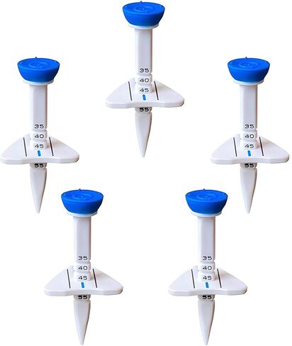 Endysis Height Adjustable Golf Tees, 35mm-50mm, Silicone & Reinforced Plastic, with Aiming Line, Pack of 5 (Blue) - Ideal Gift in Saudi Arabia