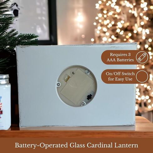 Cardinals Appear Small Decorative Lantern, LED Light Up Glass Lantern with Built-in Pillar Candle and On/Off Switch in Saudi Arabia