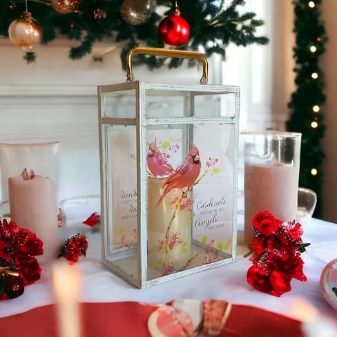 Cardinals Appear Small Decorative Lantern, LED Light Up Glass Lantern with Built-in Pillar Candle and On/Off Switch in Saudi Arabia