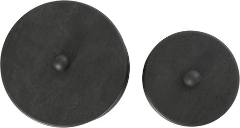 Deco 79 Wooden Large Round Ribbed Storage Box, Set of 3 10", 8"W, Black in Saudi Arabia