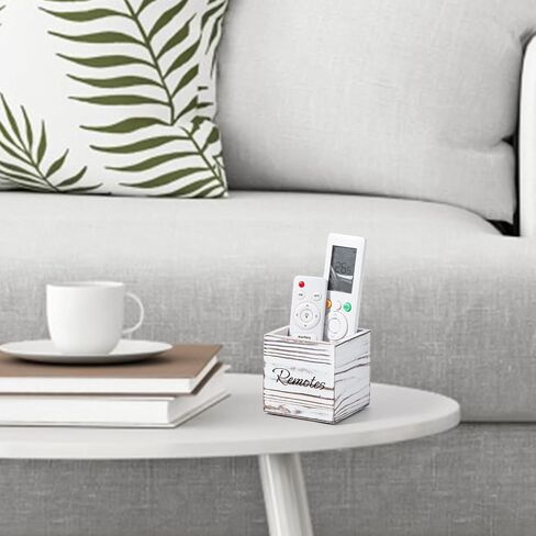 Yeeco Wooden TV Remote Holder, Remote Control Holder for Table, Wood Media Remote Controller Caddy Organizer Storage Box for Living Room Nightstand Desktop Black 3.5"x3.5"x3.5" in Saudi Arabia