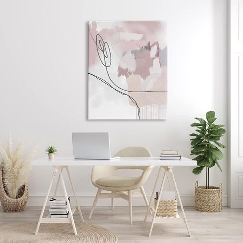 Stupell Industries Busy Soft Pink Abstract Shapes Casual Modern Painting, Designed by Urban Epiphany Canvas Wall Art, 36 x 48, White in Saudi Arabia