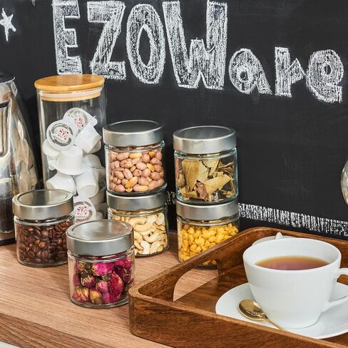 برطمانات زجاجية محكمة الغلق سعة 6oz من EZOWare مع أغطية فضية مصقولة، مجموعة من 18 حاوية تخزين طعام شفافة للمطبخ للزبادي والجيلي والحلوى والعسل والمربى والسكر والتوابل وديكور الشموع DIY in Kuwait