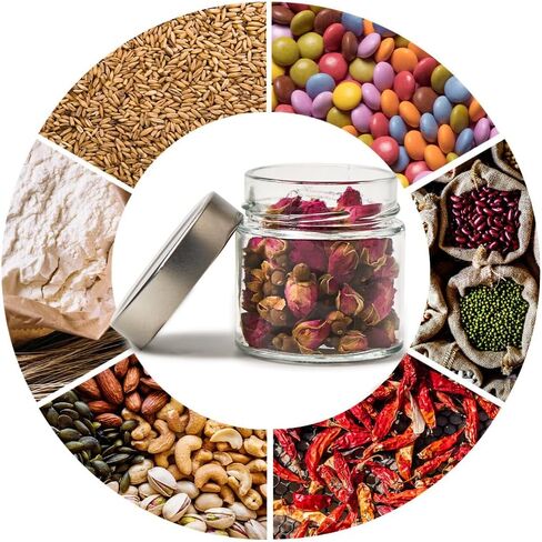 برطمانات زجاجية محكمة الغلق سعة 6oz من EZOWare مع أغطية فضية مصقولة، مجموعة من 18 حاوية تخزين طعام شفافة للمطبخ للزبادي والجيلي والحلوى والعسل والمربى والسكر والتوابل وديكور الشموع DIY in Kuwait
