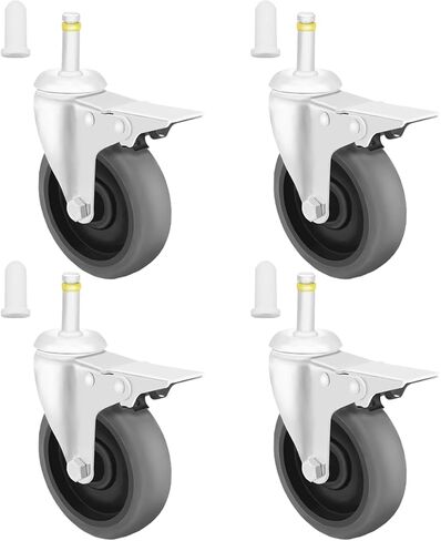 4 Inch Swivel Stem Caster Wheels Heavy Duty Stem Rubber Wheels 7/16-Inch Stem Diameter Replacement Wheels for Bucket Cart Furniture Legs Workbench 4 Pack (2 Swivel 2 Brakes) in Saudi Arabia