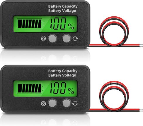 2 قطعة مؤشر البطارية مع إنذار 2 في 1 بطارية سعة الجهد متر 12 فولت 24 فولت 36 فولت 48 فولت 60 فولت 72 فولت 84 فولت بطارية ليثيوم وبطارية الرصاص الحمضية مع شاشة الكريستال السائل لعربة الغولف RV مركبة قارب in Kuwait
