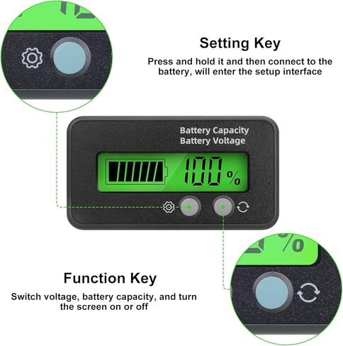 2 قطعة مؤشر البطارية مع إنذار 2 في 1 بطارية سعة الجهد متر 12 فولت 24 فولت 36 فولت 48 فولت 60 فولت 72 فولت 84 فولت بطارية ليثيوم وبطارية الرصاص الحمضية مع شاشة الكريستال السائل لعربة الغولف RV مركبة قارب in Kuwait