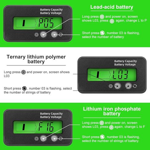 2 قطعة مؤشر البطارية مع إنذار 2 في 1 بطارية سعة الجهد متر 12 فولت 24 فولت 36 فولت 48 فولت 60 فولت 72 فولت 84 فولت بطارية ليثيوم وبطارية الرصاص الحمضية مع شاشة الكريستال السائل لعربة الغولف RV مركبة قارب in Kuwait
