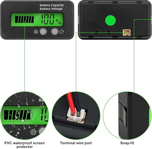 2 قطعة مؤشر البطارية مع إنذار 2 في 1 بطارية سعة الجهد متر 12 فولت 24 فولت 36 فولت 48 فولت 60 فولت 72 فولت 84 فولت بطارية ليثيوم وبطارية الرصاص الحمضية مع شاشة الكريستال السائل لعربة الغولف RV مركبة قارب in Kuwait