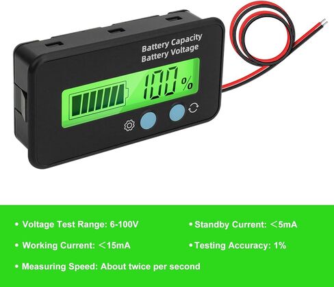 2 قطعة مؤشر البطارية مع إنذار 2 في 1 بطارية سعة الجهد متر 12 فولت 24 فولت 36 فولت 48 فولت 60 فولت 72 فولت 84 فولت بطارية ليثيوم وبطارية الرصاص الحمضية مع شاشة الكريستال السائل لعربة الغولف RV مركبة قارب in Kuwait