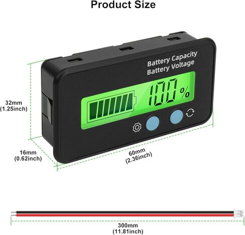 2 قطعة مؤشر البطارية مع إنذار 2 في 1 بطارية سعة الجهد متر 12 فولت 24 فولت 36 فولت 48 فولت 60 فولت 72 فولت 84 فولت بطارية ليثيوم وبطارية الرصاص الحمضية مع شاشة الكريستال السائل لعربة الغولف RV مركبة قارب in Kuwait