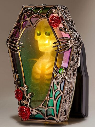 Bath + Body Works Spooky Skeleton in Coffin WallFlower Plug in Nightlight - Creepy Coffin Reveals Hidden Skeleton w/Glow Night Light Plug-in for Wallflowers Fragrance Refills - New, Halloween, 2024 in Saudi Arabia