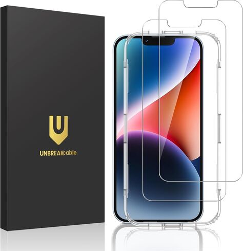 UNBREAKcable 3-Pack Screen Protector for iPhone 14, Double Shatterproof Tempered Glass [Easy Installation Frame] [9H Hardness] [99.99% HD Clear] [Case Friendly] for iPhone 6.1 inch in Saudi Arabia