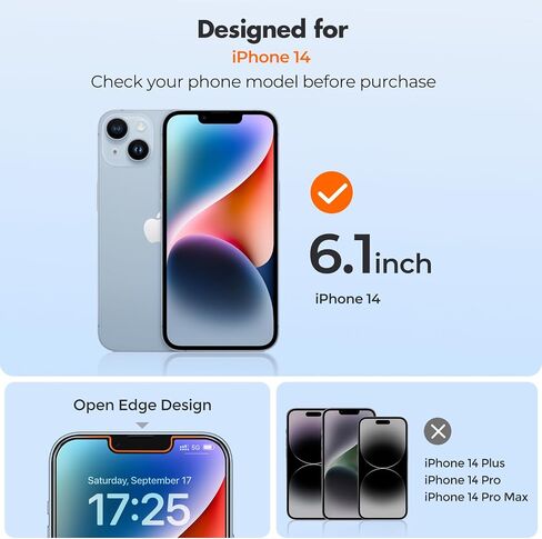 UNBREAKcable 3-Pack Screen Protector for iPhone 14, Double Shatterproof Tempered Glass [Easy Installation Frame] [9H Hardness] [99.99% HD Clear] [Case Friendly] for iPhone 6.1 inch in Saudi Arabia
