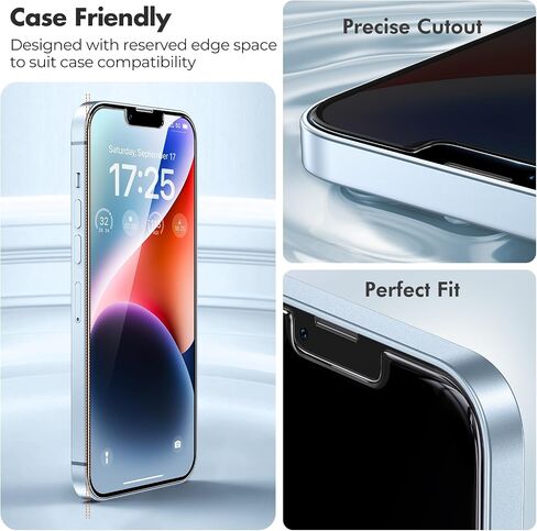 UNBREAKcable 3-Pack Screen Protector for iPhone 14, Double Shatterproof Tempered Glass [Easy Installation Frame] [9H Hardness] [99.99% HD Clear] [Case Friendly] for iPhone 6.1 inch in Saudi Arabia