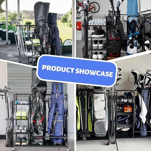 Golf Bag Storage for 2 Golf Bags, Large Golf Bag Organizer, Golf Bag Stand Rack Suitable for Golf Clubs, Garage, Shed, Basement in Saudi Arabia