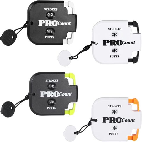 4PCS Golf Score Counter with Reset Tool and Key Chain, 2 Digit Shot Stroke Count Clicker, Counter Keyboard Up to 9 Score for Golf Game Scorekeeper, Women Men Golf Attachment Accessories in Kuwait