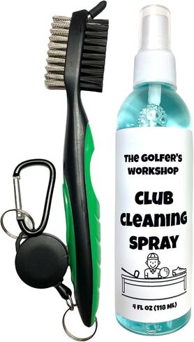 The Golfer's Workshop 4oz Club Cleaning Spray and Golf Club Brush with Groove Cleaner, 2ft Retractable Zip-line, Carabiner Clip in Saudi Arabia