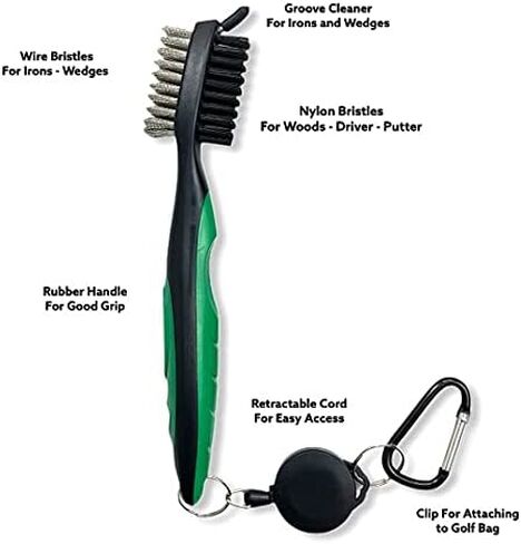 The Golfer's Workshop 4oz Club Cleaning Spray and Golf Club Brush with Groove Cleaner, 2ft Retractable Zip-line, Carabiner Clip in Saudi Arabia