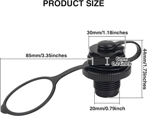 قطعتان من صمام القارب القابل للنفخ، غطاء بديل للقارب بسدادة هوائية حلزونية، ملحقات قوارب الكاياك، مانعة للتسرب (أسود) in Kuwait
