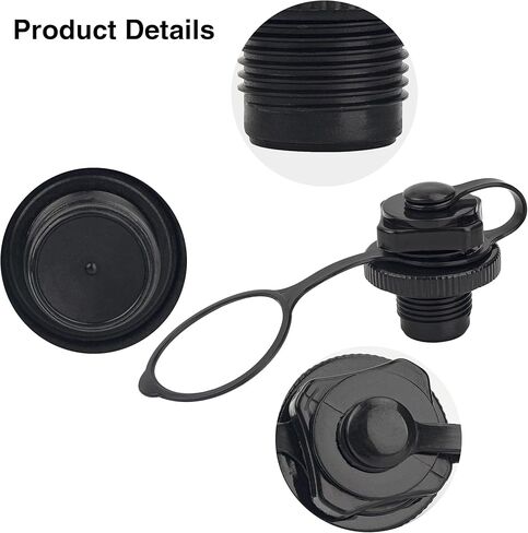 قطعتان من صمام القارب القابل للنفخ، غطاء بديل للقارب بسدادة هوائية حلزونية، ملحقات قوارب الكاياك، مانعة للتسرب (أسود) in Kuwait