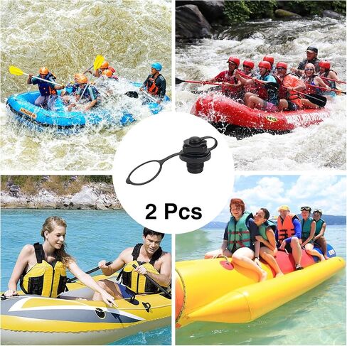 قطعتان من صمام القارب القابل للنفخ، غطاء بديل للقارب بسدادة هوائية حلزونية، ملحقات قوارب الكاياك، مانعة للتسرب (أسود) in Kuwait