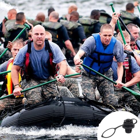 قطعتان من صمام القارب القابل للنفخ، غطاء بديل للقارب بسدادة هوائية حلزونية، ملحقات قوارب الكاياك، مانعة للتسرب (أسود) in Kuwait