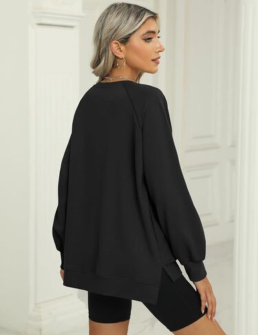 IECCP Womens Sweatshirts Long Sleeve V Neck Pullover Cute Side Slit Tops With Pockets Womens Fall Fashion in Saudi Arabia