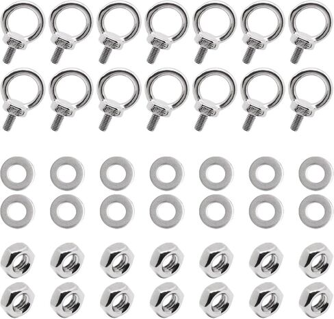 Eye Bolts with Nuts 14sets, M4 Stainless Steel Eye Bolt Eyebolt with Nut, Heavy Duty Stainless Eye Bolt Shoulder Lifting Eye Bolt Screw Thread with Lock Nuts Washers (14, M4) in Saudi Arabia