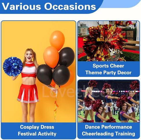 4 قطع من Lovecheer بوم بومس التشجيع مع حلقات المقبض، بلاستيك معدني للتشجيع بوم بومس للبنات والأطفال، ألعاب رياضية للتشجيع in Kuwait
