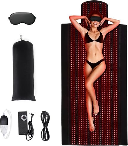 Red Light Therapy Mat for Body - Infrared Light Therapy Device with Red Light 660nm and Infrared Light 850nm. Near Infrared Light Therapy Pad for Shoulder Waist Back Muscle Pain Relief in Saudi Arabia