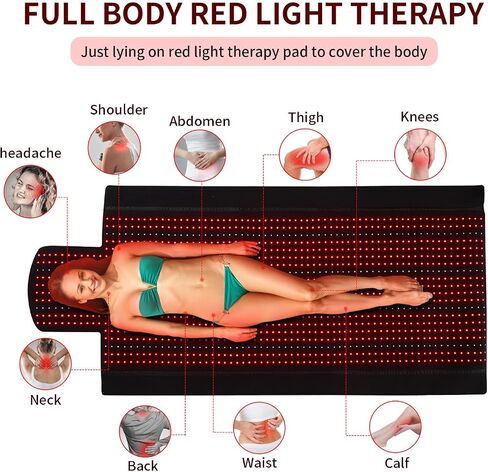 Red Light Therapy Mat for Body - Infrared Light Therapy Device with Red Light 660nm and Infrared Light 850nm. Near Infrared Light Therapy Pad for Shoulder Waist Back Muscle Pain Relief in Saudi Arabia