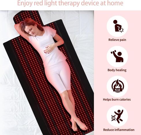 Red Light Therapy Mat for Body - Infrared Light Therapy Device with Red Light 660nm and Infrared Light 850nm. Near Infrared Light Therapy Pad for Shoulder Waist Back Muscle Pain Relief in Saudi Arabia